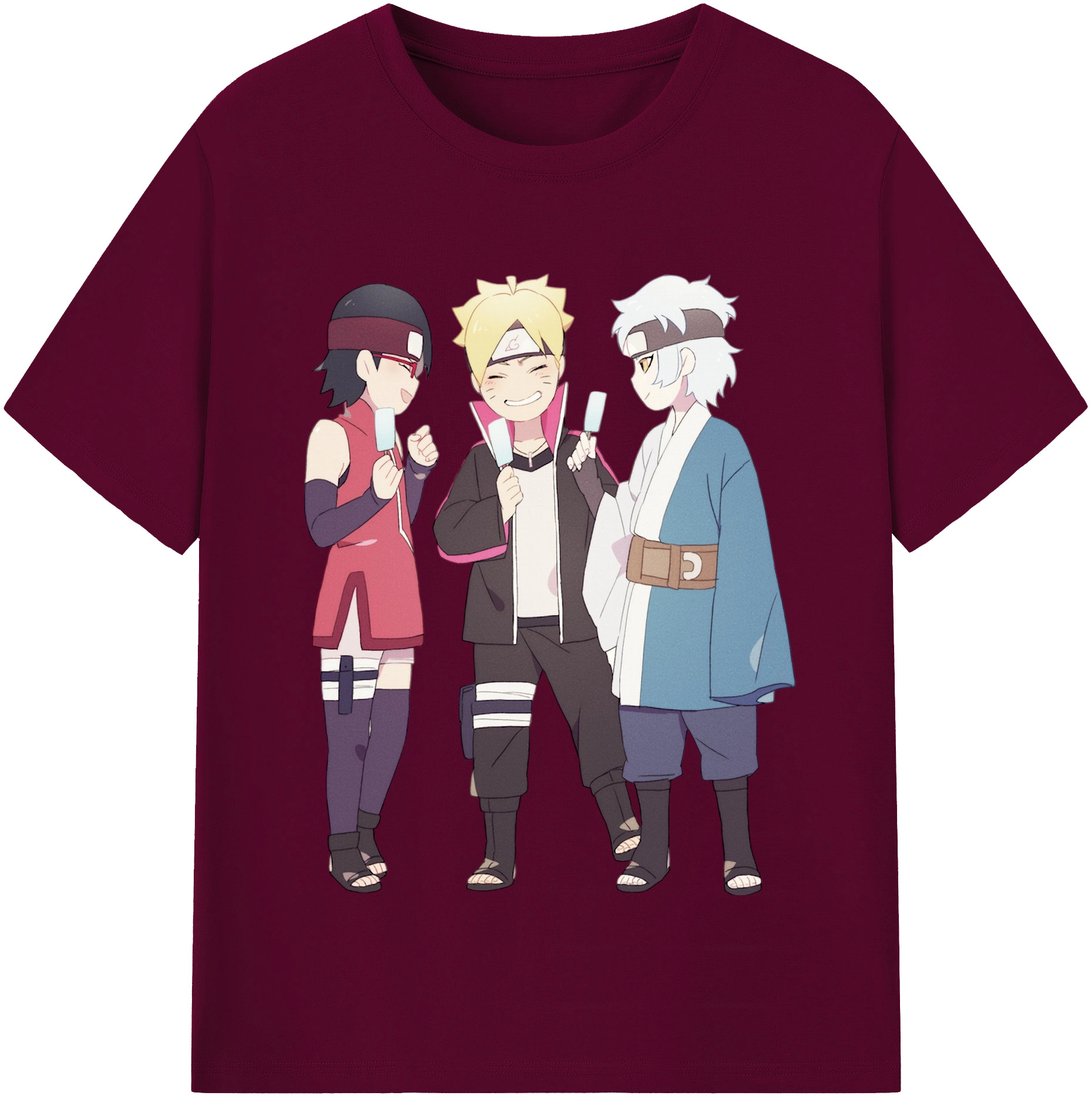 （画像用） NARUTO -ナルト- うちは サラダ Uchiha Sarada レディースカジュアルプリントTシャツ（綿100％）